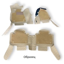 Комплект кожанных ковриков премиум класса для Toyota Lexus Rх 2019-н.в., кожанный премиум бежевый с бежевой строчкой ворс/беж