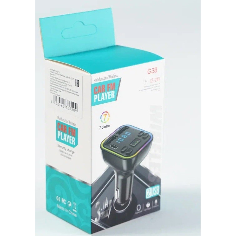 FM-Модулятор с Bluetooth 2 USB, 1 Type C, 3.1 A, G38 громкая связь FM-Модулятор с Bluetooth 2 USB, 1 Type C, 3.1 A, G38 громкая связь