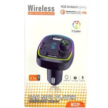 FM-Модулятор Bluetooth 2 USB, 3.1 а, m32p громкая связь