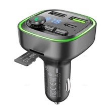 FM-Модулятор Bluetooth + 2 USB выхода на зарядку 3.1 A,Type-C, BC48 подсветка, цвет черный