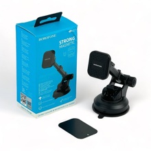 Телефонный держатель на присоске магнитный,телескопический, цвет черный