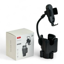 Телефонный держатель в подстаканник, с зажимом, цвет черный