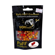 Прикормка пуффи vovbaits премиум 5+, клубника, зип пакет 20 гр