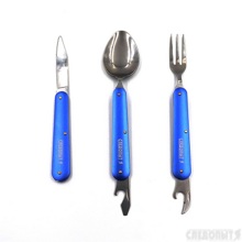 Набор складных столовых приборов, в чехле (ложка, вилка, нож), на блистере