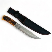 Нож охотничий 27,5 см, клинок 157мм/3,6мм, пластиковая рукоятка, кость-серебро