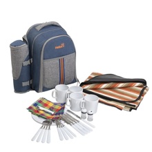 Набор для пикника на 4 персоны синий/серый