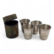 Набор рюмок из 4 штук, 60 мл, в кожаной тубе из oxford camo pixel, рюмки без оплетки