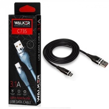 Телефонный кабель c735 iphone x - usb, 1 м, 3.1 A, прорезиненный, с металл. разъемом, цвет черный