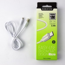 Телефонный кабель micro usb- usb, 1 м, материал пвх, цвет белый