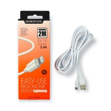 Телефонный кабель для IPhone - USB, 2 м, 2,4 A, материал пвх, цвет белый