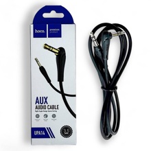 Телефонный кабель aux аудио 3,5мм A-A, угловой разъем, материал нейлон, цвет черный