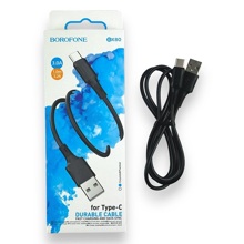 Телефонный кабель для TYPE-C - USB, 1м, 3 A, материал пвх, цвет черный