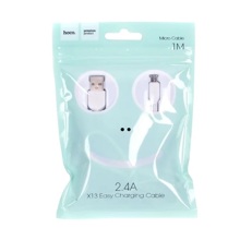 Телефонный кабель micro usb- usb, 1 м, 2,4 а, маетриал TPE, цвет белый