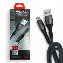Телефонный кабель type-c - usb, 1м, 3,1 A, в матерчатой оплетке, индикатор, цвет серый