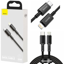 Телефонный кабель для IPhone - TYPE-C, 20 A, 2 м, матерчатая оплетка, цвет черный