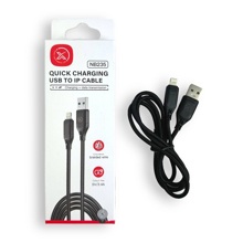 Телефонный кабель для IPhone - USB, 1 м, 2,4 A, плетеный, материал пвх, цвет черный