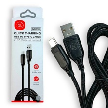 Телефонный кабель для TYPE-C - USB, 1м, 2,4 A, плетеный, цвет черный