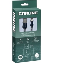 Телефонный кабель для IPhone - USB, 1 м, 2,1 A, в матерчатой обмотке цвет черный /azard