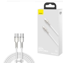 Телефонный кабель для TYPE-C - TYPE-C, 100 W, 2 м, в матерчатой обмотке, цвет белый