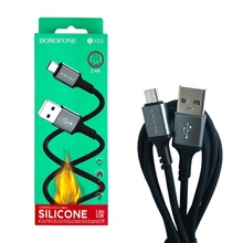 Телефонный кабель для Micro USB- USB, 1 м, 2,4 A, силиконовый, цвет черный