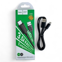 Телефонный кабель для TYPE-C - USB, 1 м, 3.0 A, материал нейлон, цвет черный