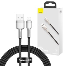 Телефонный кабель для IPhone - USB, 1 м, 2,4 A, в матерчатой обмотке, цвет черный
