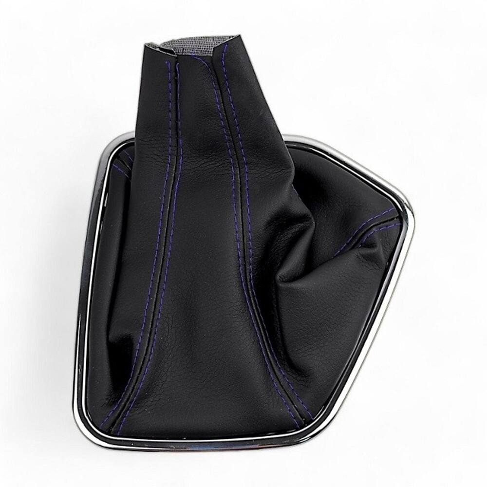 Чехол на рычаг кпп ваз 2172 рамка хром, синяя строчка Чехол на рычаг кпп ваз 2172 рамка хром, синяя строчка