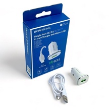 Телефонное азу 1 usb, qc3.0, + провод Micro USB 1 м, цвет белый