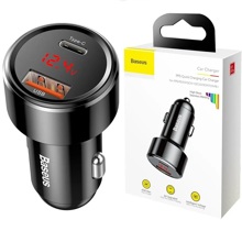 Телефонное азу 1 usb / 1 type-c + led-дисплей, 45 W, 6 A, цвет черный