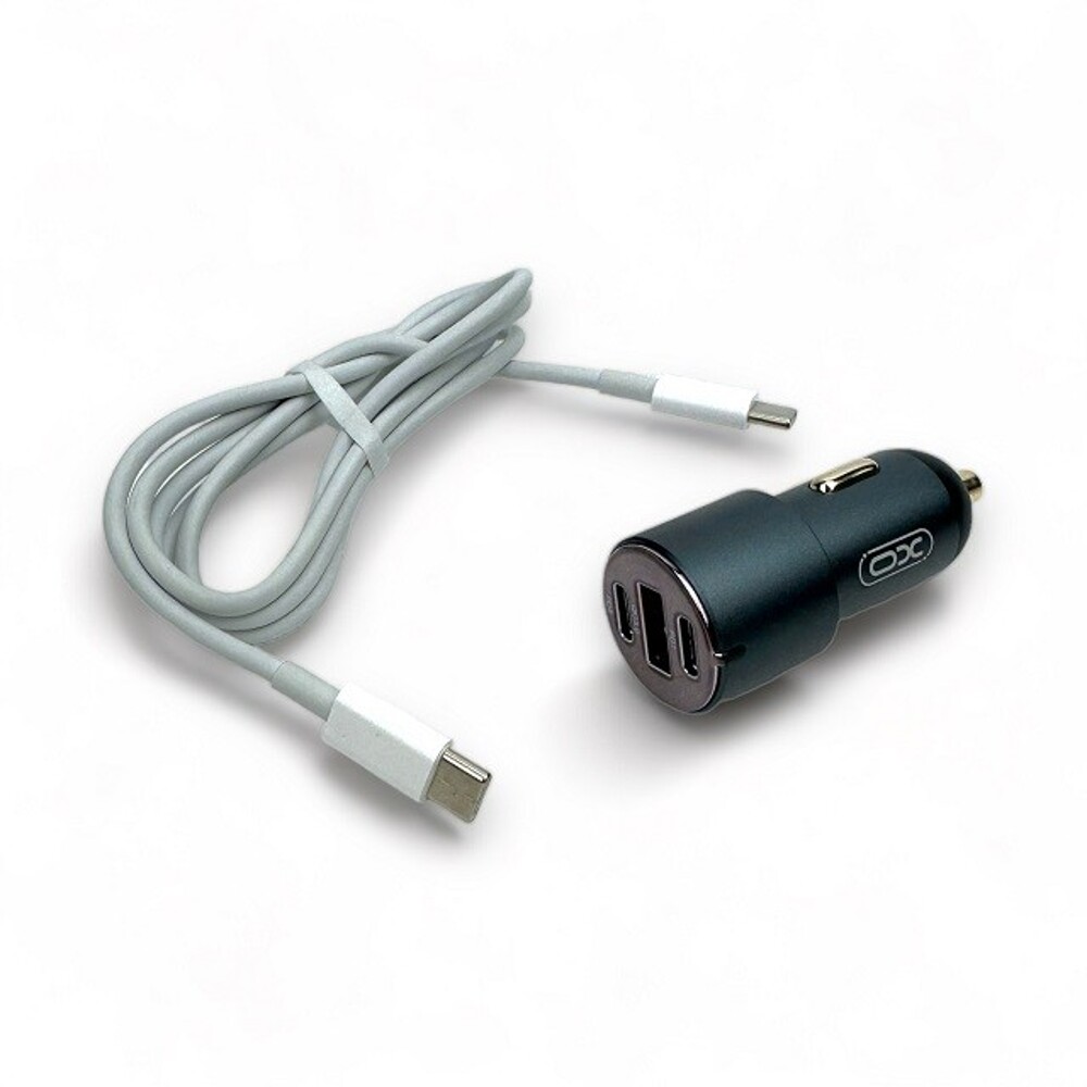 Телефонное азу 1 usb / 2 type cx, 3,0 a, + белый провод Type-C/Type-C, цвет черный Телефонное азу 1 usb / 2 type cx, 3,0 a, + белый провод Type-C/Type-C, цвет черный