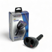 Телефонное азу 2 usb 2.1а 18вт + 2 разьема с дисплеем, 100вт,цвет черный