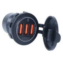 Врезной разъем USB на 3-порта, QC 3.0+4,2 A, SC9, 12V/24V, с крышкой