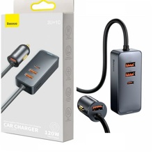 Телефонное азу 3 usb-порт, 1 Type-C, 120 W, цвет серый