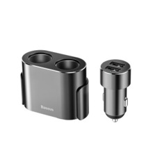 Телефонное азу 2 гнезда + 2 USB, цвет черный