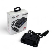 Телефонное азу 3 гнезда + 2USB, Type-C, Type-C PD, 120Вт, с вольтметром, цвет черный