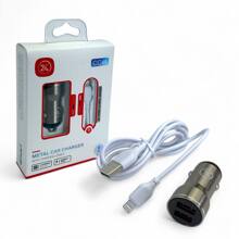 Телефонное азу 2 usb + провод lightning, 2.4 а, цвет черный провод черный