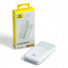 Зу power bank на 10 000 mAh, 30 W, 2 провода Type-C, цвет белый