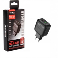 Телефонное сетевое зу wh-37 1 usb/1 type cx, быстрый заряд QC3.0-PD,18 Вт/3A, блочок, цвет черный