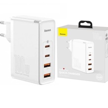 Телефонное сетевое зу 2 usb + 2 type-c, (100w), цвет белый