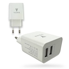 Телефонное сетевое зу 2 usb(2.4 a), цвет белый