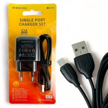 Телефонное сетевое зу 1 usb, 2.1 a, провод цвет черный