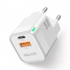 Телефонное сетевое зу 1 usb + 1 type-c, 3 a, 20вт, цвет белый Телефонное сетевое зу 1 usb + 1 type-c, 3 a, 20вт, цвет белый