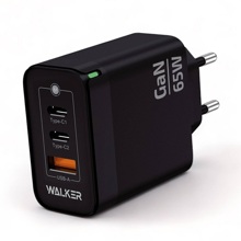 Телефонное сетевое зу 1 usb + 2 type-c, 3.25a, 65 вт, цвет черный