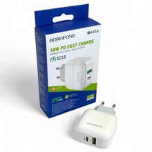 Телефонное сетевое зу 1 usb + 1pd type-c(18w), цвет белый