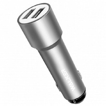 Телефонное азу 2 usb-порта, удлиненный, 2.4a, cеребро