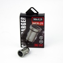 Телефонное азу 1 usb / 1 type cx, быстрый заряд QC3.0-PD, 36Вт/3A, серебро