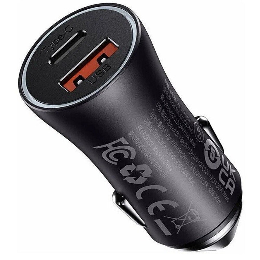 Телефонное азу 1 usb / 1 type-c, 60 w, цвет темно-серый Телефонное азу 1 usb / 1 type-c, 60 w, цвет темно-серый