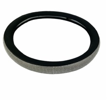 Оплетка из Эко-кожи, цвет черный, стразы белые