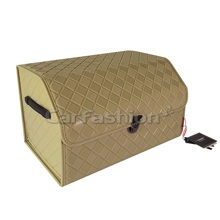 Сумка органайзер в багажник TOUR с замком из эко-кожи, цвет бежевый, строчка бежевая (размеры 51*31*30 см)