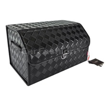 Сумка органайзер в багажник TOUR с замком из эко-кожи, цвет черный, строчка черная (размеры 51*31*30 см)